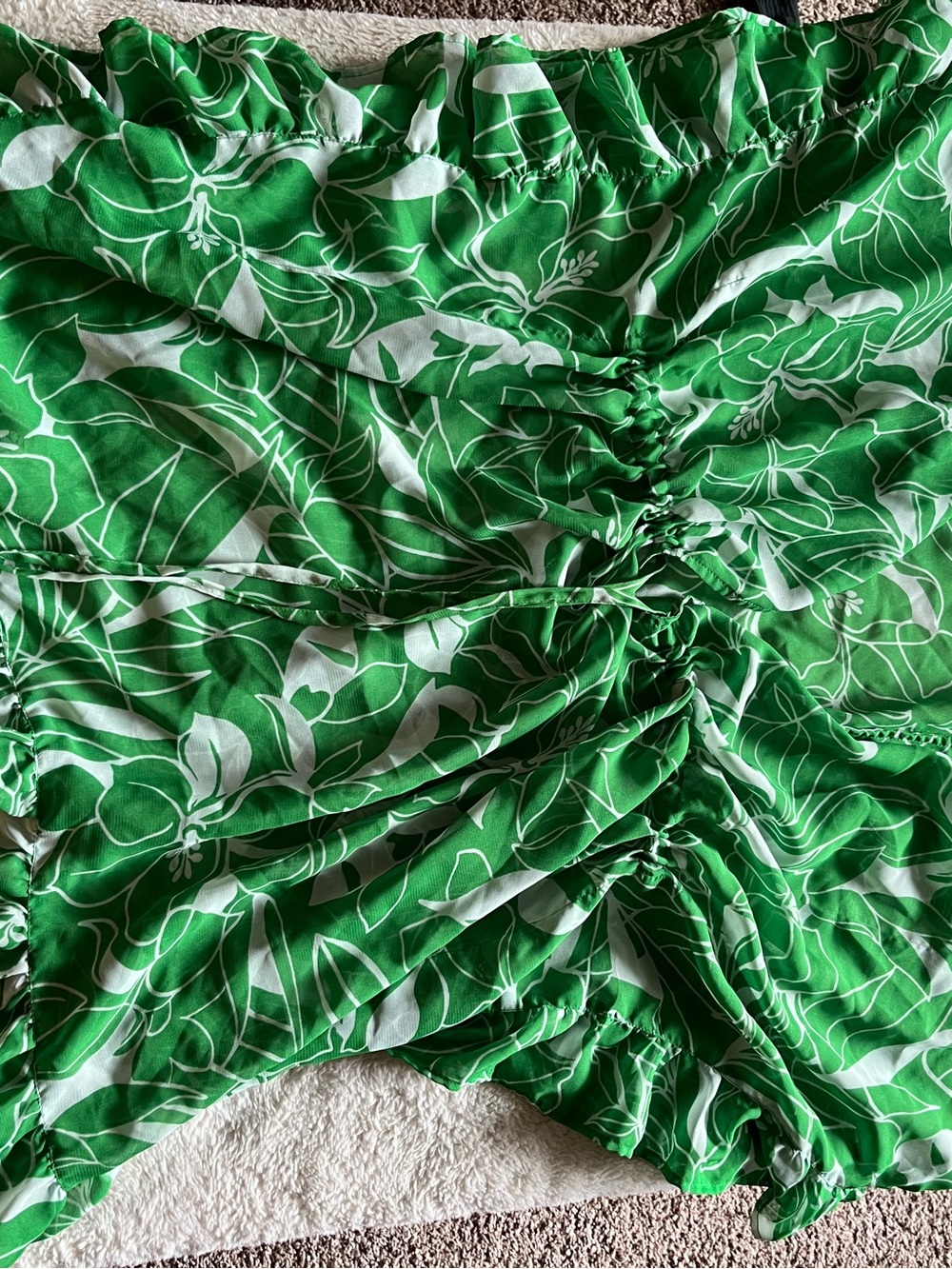 Club Z Collection Green & White Floral V-Neck Blouse